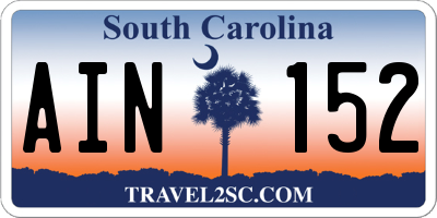 SC license plate AIN152