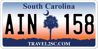 SC license plate AIN158