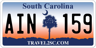 SC license plate AIN159