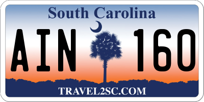 SC license plate AIN160