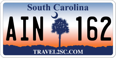 SC license plate AIN162