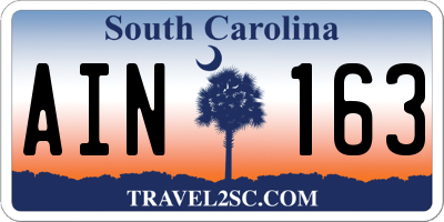 SC license plate AIN163