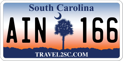 SC license plate AIN166