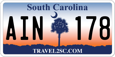 SC license plate AIN178
