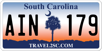SC license plate AIN179