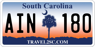 SC license plate AIN180