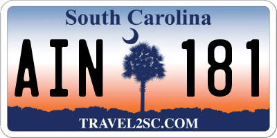 SC license plate AIN181