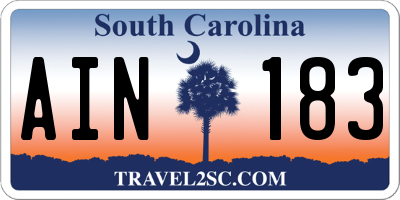 SC license plate AIN183