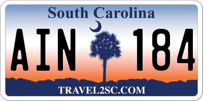 SC license plate AIN184
