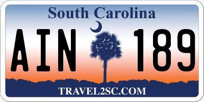 SC license plate AIN189