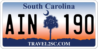 SC license plate AIN190