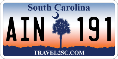 SC license plate AIN191