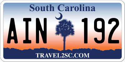 SC license plate AIN192