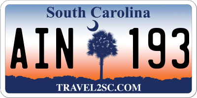 SC license plate AIN193