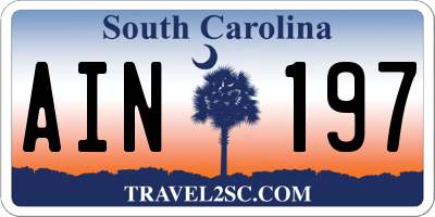 SC license plate AIN197