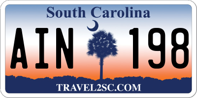 SC license plate AIN198