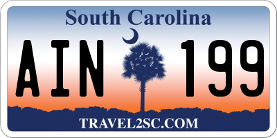 SC license plate AIN199