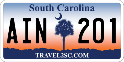 SC license plate AIN201