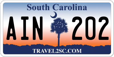 SC license plate AIN202