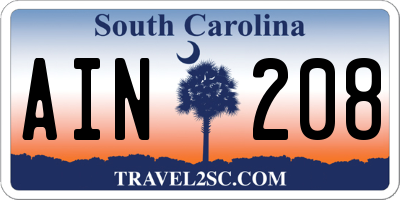 SC license plate AIN208