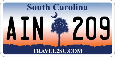 SC license plate AIN209