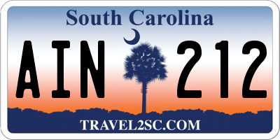 SC license plate AIN212