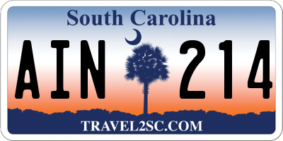 SC license plate AIN214