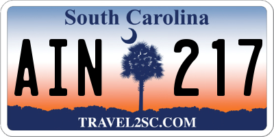 SC license plate AIN217