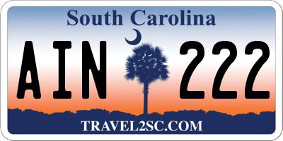 SC license plate AIN222