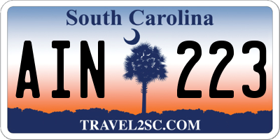 SC license plate AIN223
