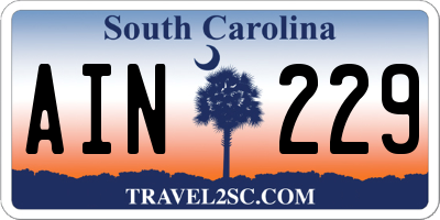 SC license plate AIN229