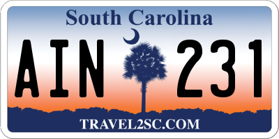 SC license plate AIN231