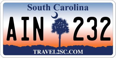 SC license plate AIN232
