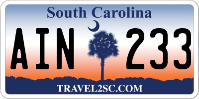 SC license plate AIN233