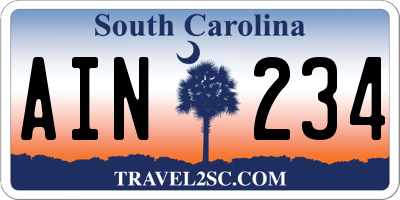 SC license plate AIN234