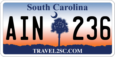 SC license plate AIN236