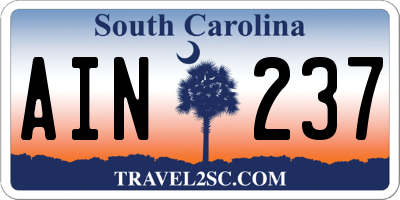 SC license plate AIN237