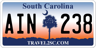 SC license plate AIN238