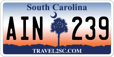 SC license plate AIN239