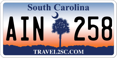 SC license plate AIN258