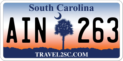 SC license plate AIN263