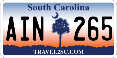 SC license plate AIN265