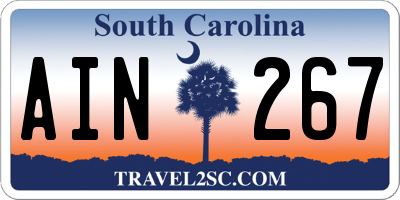 SC license plate AIN267