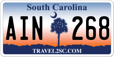 SC license plate AIN268