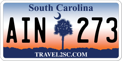 SC license plate AIN273