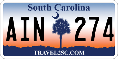 SC license plate AIN274