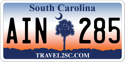 SC license plate AIN285