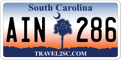 SC license plate AIN286