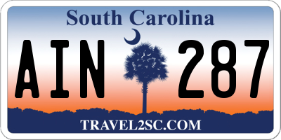SC license plate AIN287