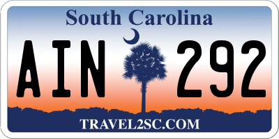 SC license plate AIN292
